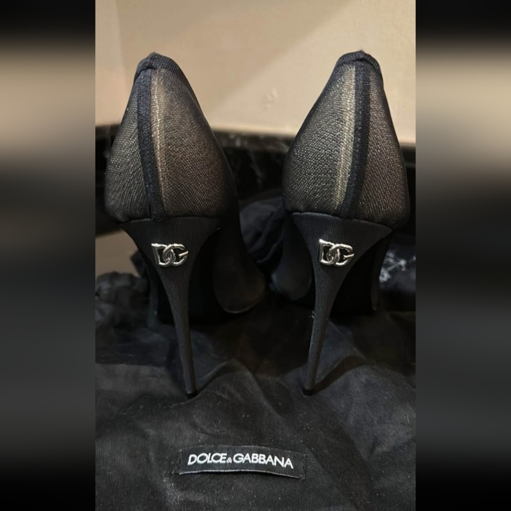 Dolce & Gabbana Black Tulle Thigh-High Boots Size 40 ABOUT 9 - Picture 14 of 14
